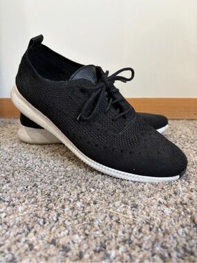 Cole Haan Black Knit Lace-Up Sneaker with White Sole